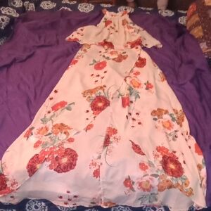 Entro Satin Floral Kimono Dress Great Condition